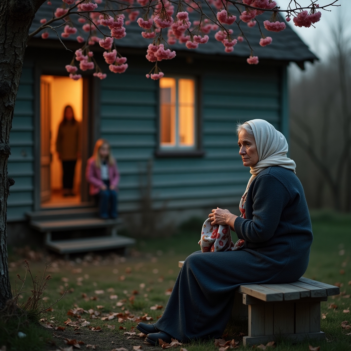 Село потопало в тиші, такій густій, що здавалося — вона має вагу. Вже після восьмої, коли телевізори в хатах говорили впівголоса, а собаки дрімали біля воріт. Ірина сиділа на лавці під вишнею. Її пальці нервово стискали край хустки, що лежала на колінах. В хаті було душно — не від спеки, від думок.